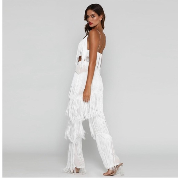 NEW! Host Pick! White Fringe Jumpsuit (Tassel) - Picture 5 of 8